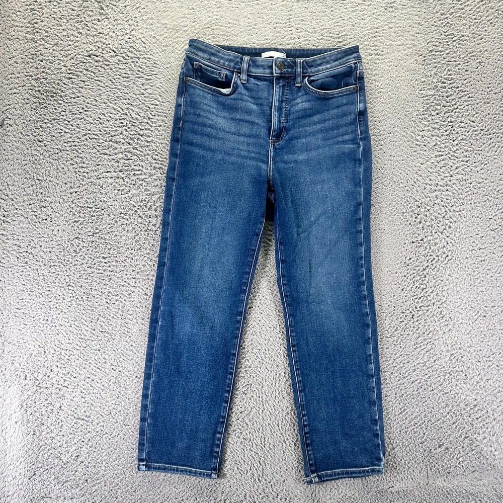 LC Lauren Conrad Jeans Women 8 Blue Cotton Denim Straight Slim Cropped Stretch